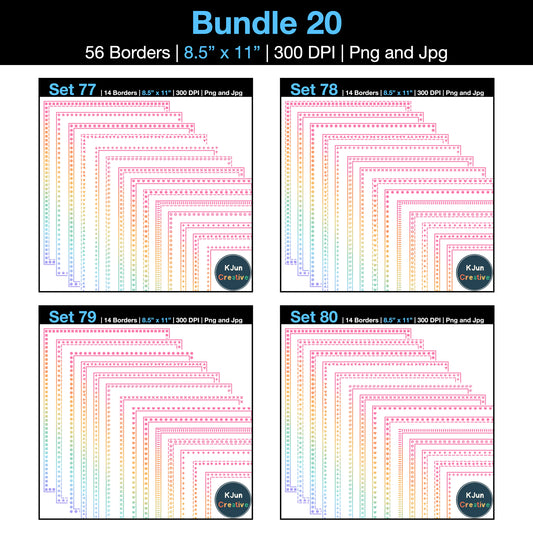 Border Clipart Bundle 20 - Pastel Rainbow - Page Borders and Frames