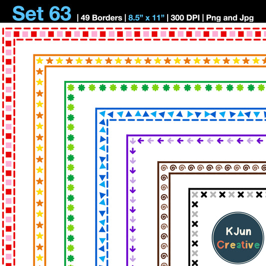 Border Clipart Set 63 - Colorful - Page Borders and Frames