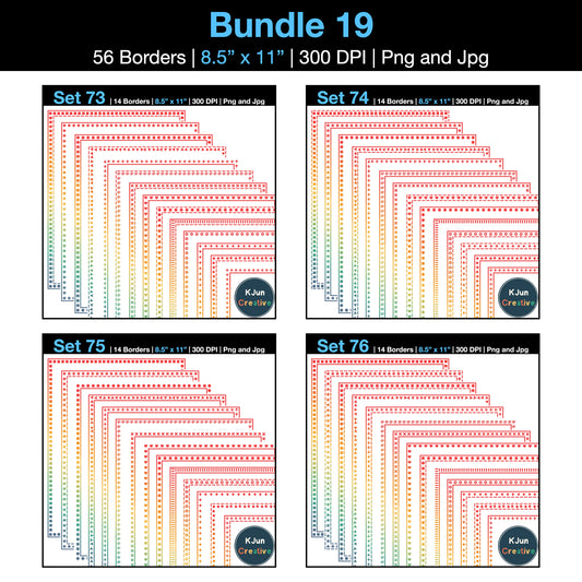 Border Clipart Bundle 19 - Vintage Rainbow - Page Borders and Frames