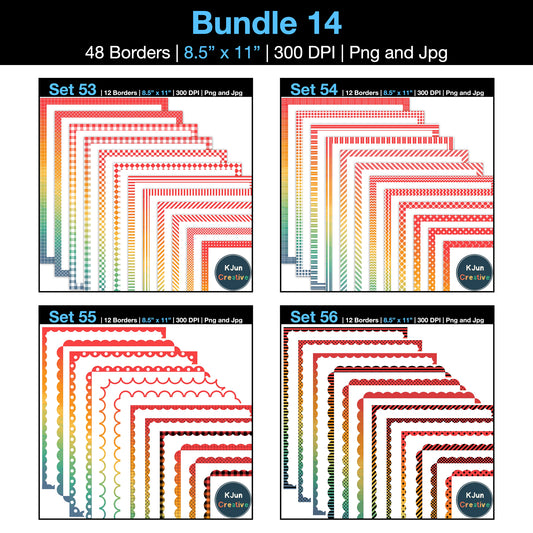 Border Clipart Bundle 14 - Vintage Rainbow - Page Borders and Frames