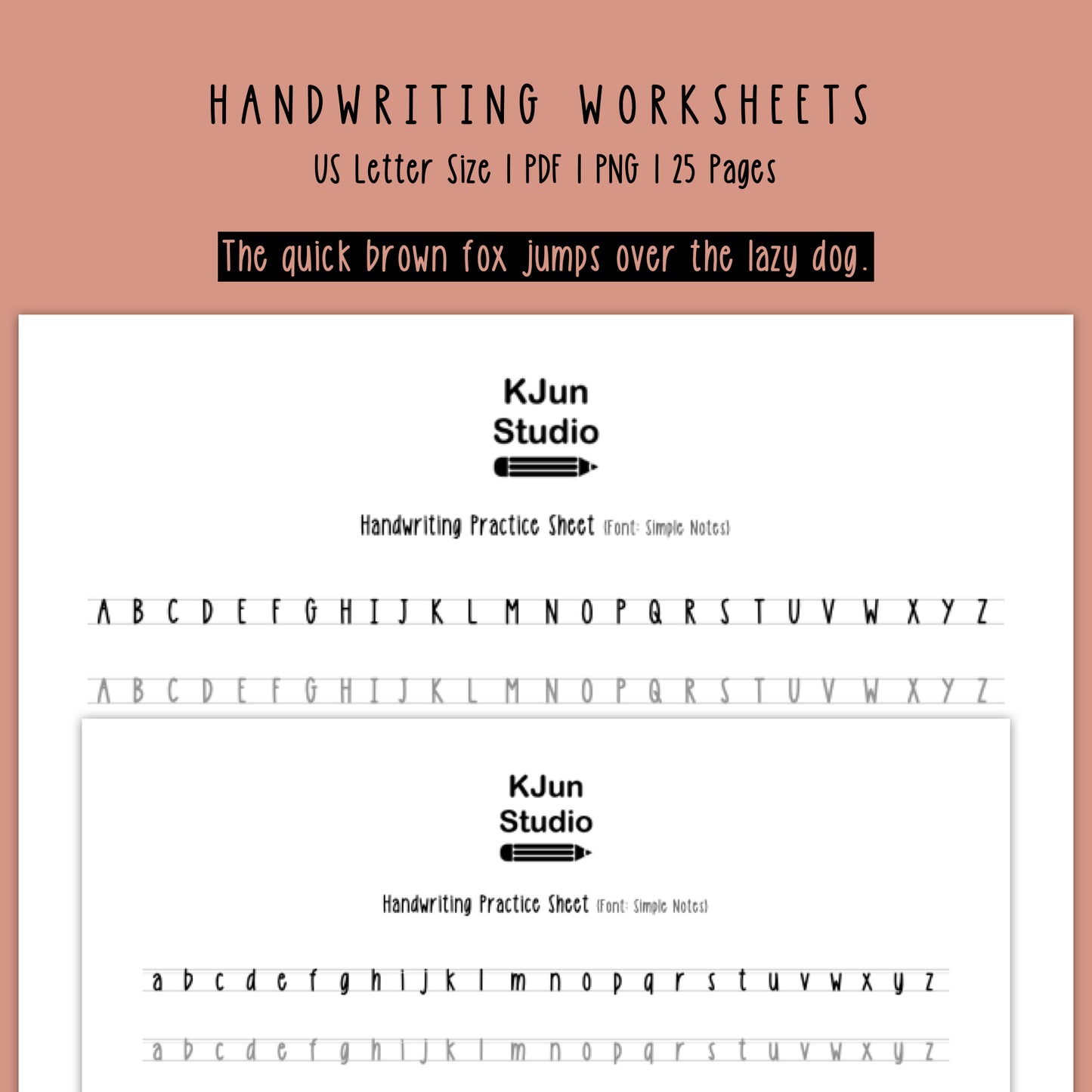 Handwriting Practice Sheets - Simple Notes Font