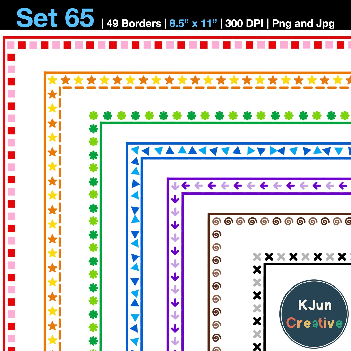 Border Clipart Set 65 - Colorful - Page Borders and Frames