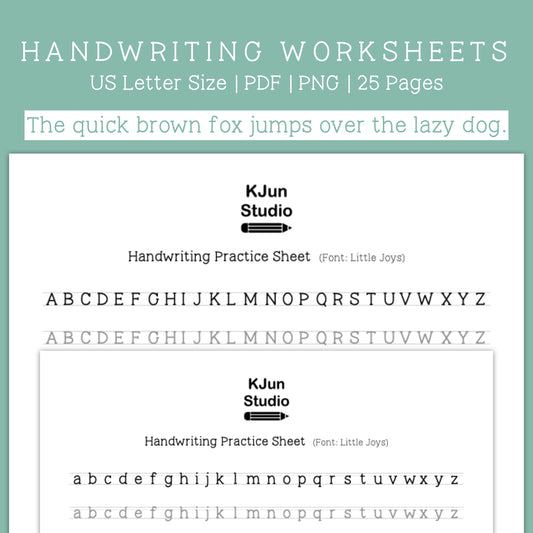 Handwriting Practice Sheets - Little Joys Font