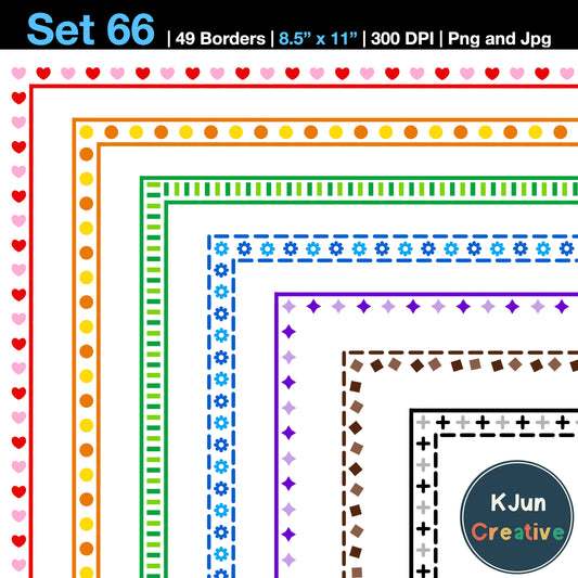 Border Clipart Set 66 - Colorful - Page Borders and Frames