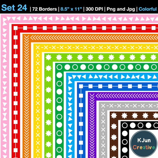 Border Clipart Set 24 - Colorful - Page Borders and Frames