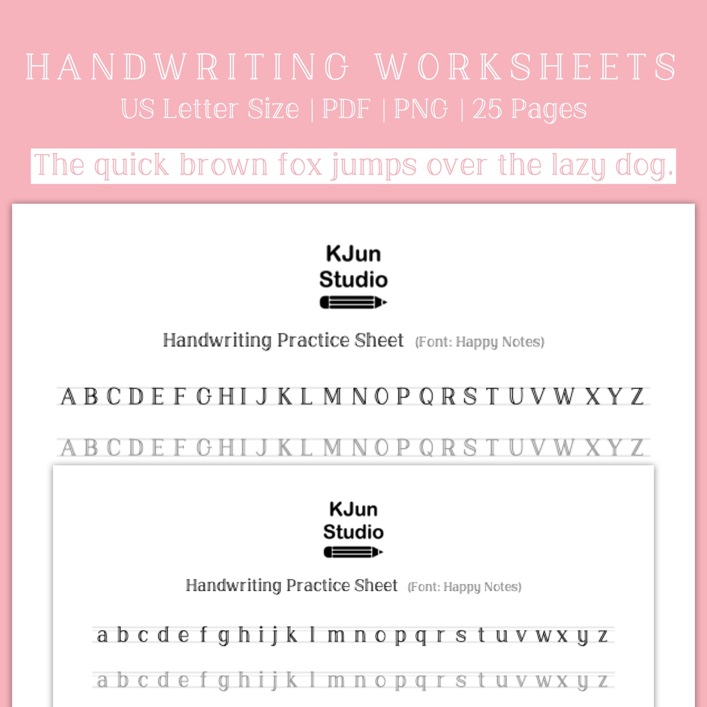 Handwriting Practice Sheets - Happy Notes Font