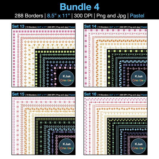 Border Clipart Bundle 4 - Pastel - Page Borders and Frames