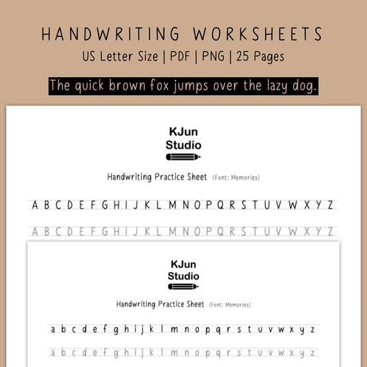 Handwriting Practice Sheets - Memories Font