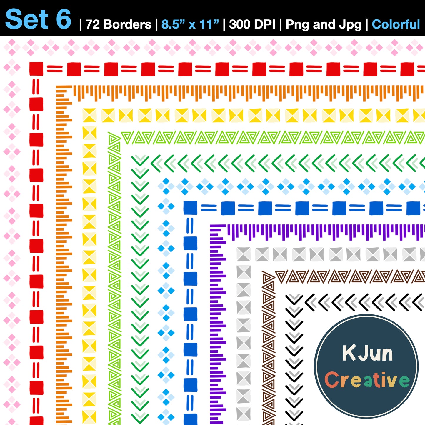 Border Clipart Set 6 - Colorful - Page Borders and Frames