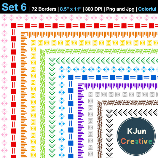 Border Clipart Set 6 - Colorful - Page Borders and Frames