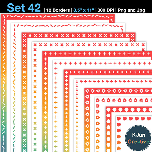 Border Clipart Set 42 - Vintage Rainbow - Page Borders and Frames