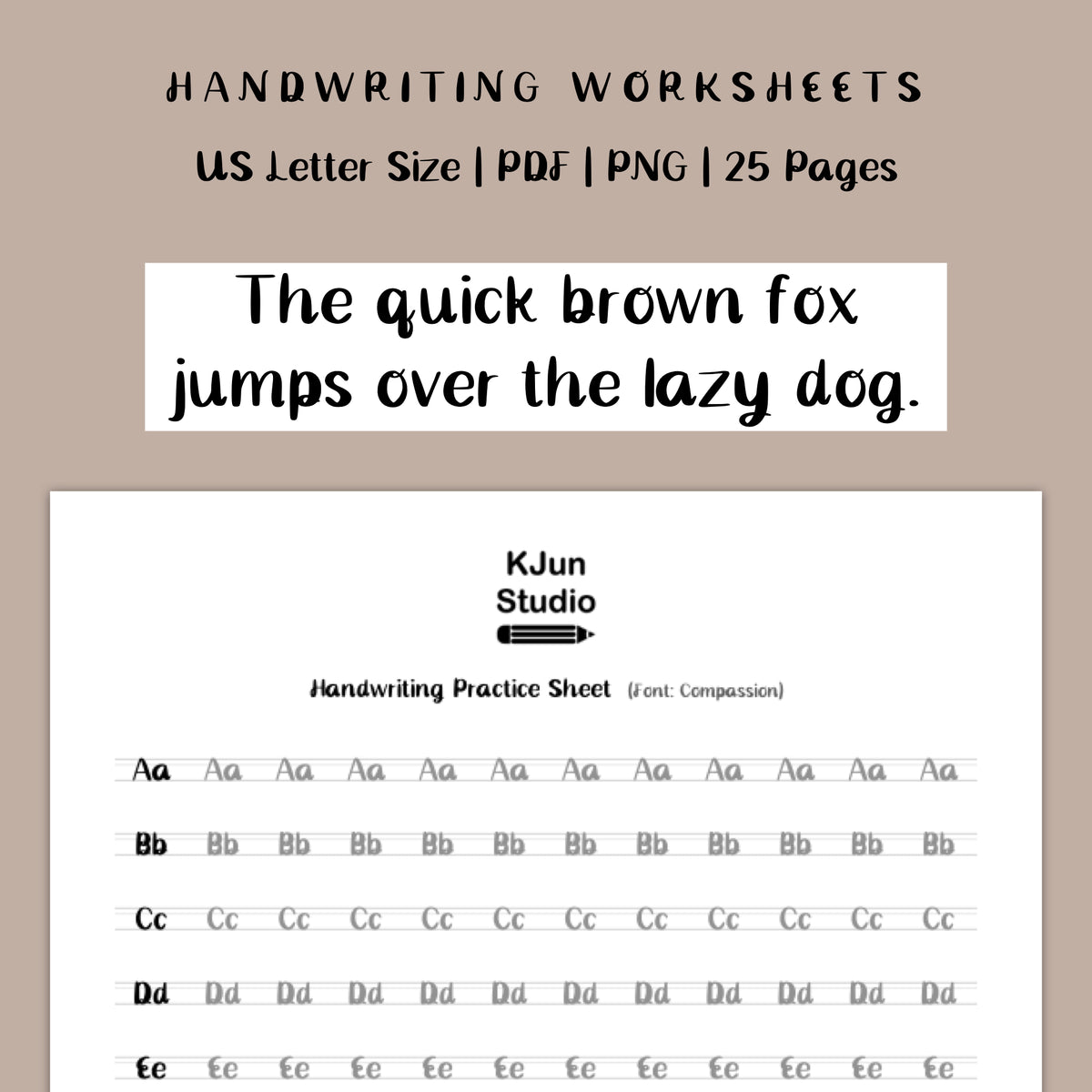 Handwriting Practice Sheets - Compassion Font – kjunstudio