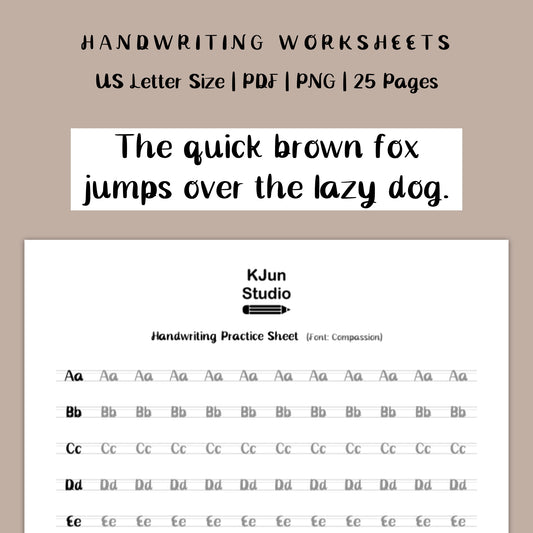 Handwriting Practice Sheets - Compassion Font