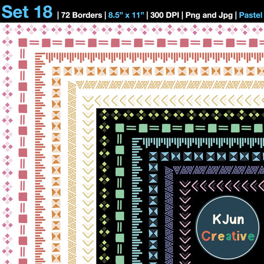 Border Clipart Set 18 - Pastel - Page Borders and Frames