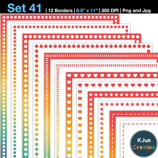 Border Clipart Set 41 - Vintage Rainbow - Page Borders and Frames