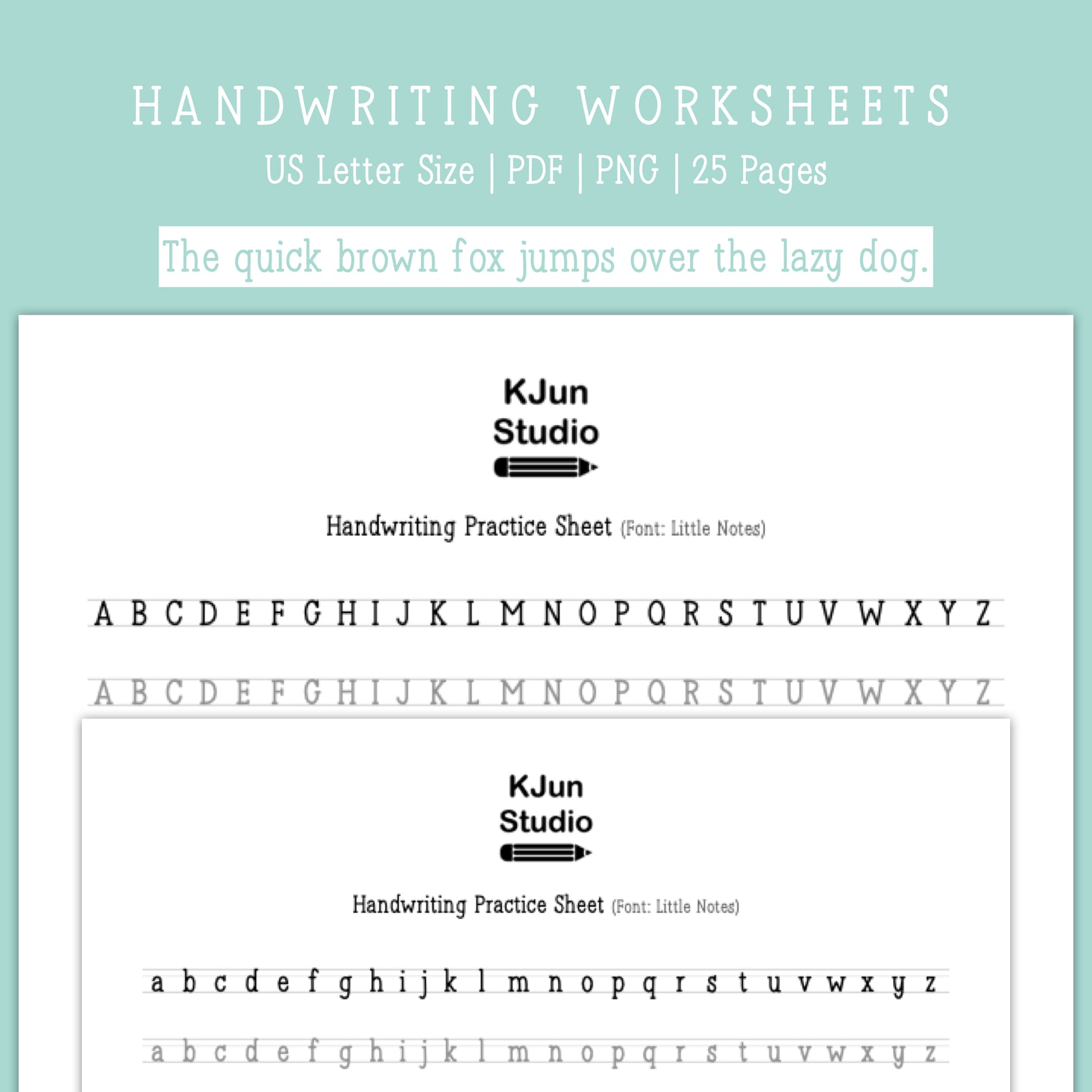 Handwriting Practice Sheets Little Notes Font Kjunstudio