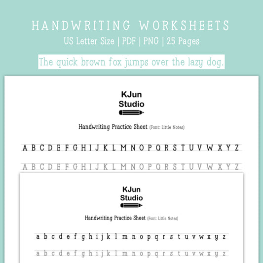 Handwriting Practice Sheets - Little Notes Font