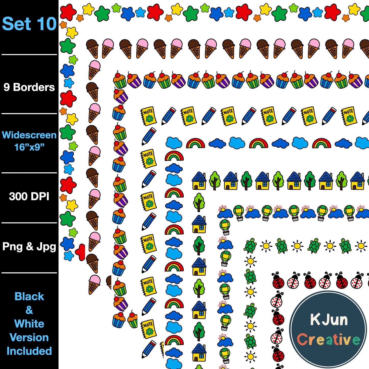 Widescreen Border Clipart Set 10 - Google Slides and PowerPoint