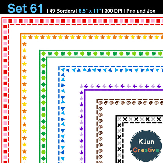 Border Clipart Set 61 - Colorful - Page Borders and Frames