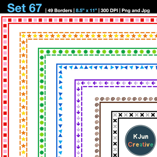 Border Clipart Set 67 - Colorful - Page Borders and Frames