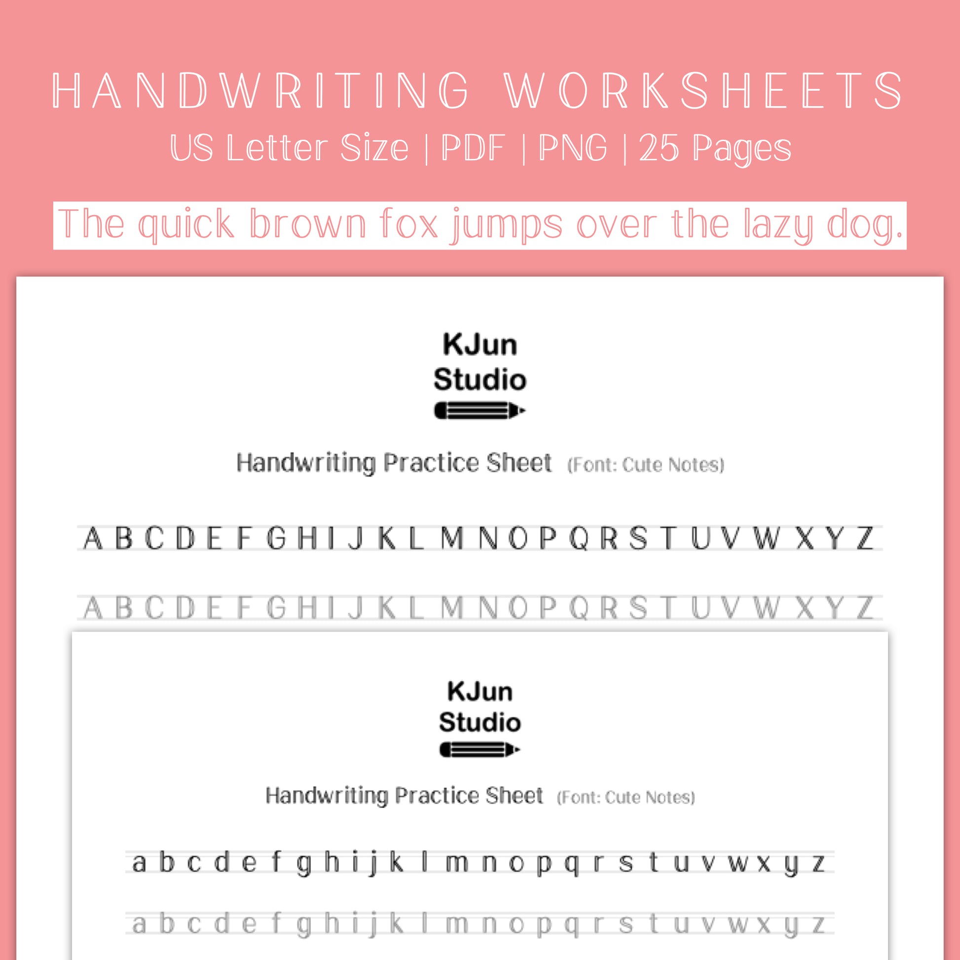 handwriting-practice-sheets-cute-notes-font-kjunstudio for Free Printable Aesthetic Handwriting Practice Sheets Handwriting Practice Sheets - Cute Notes Font – kjunstudio for Free Printable Aesthetic Handwriting Practice Sheets