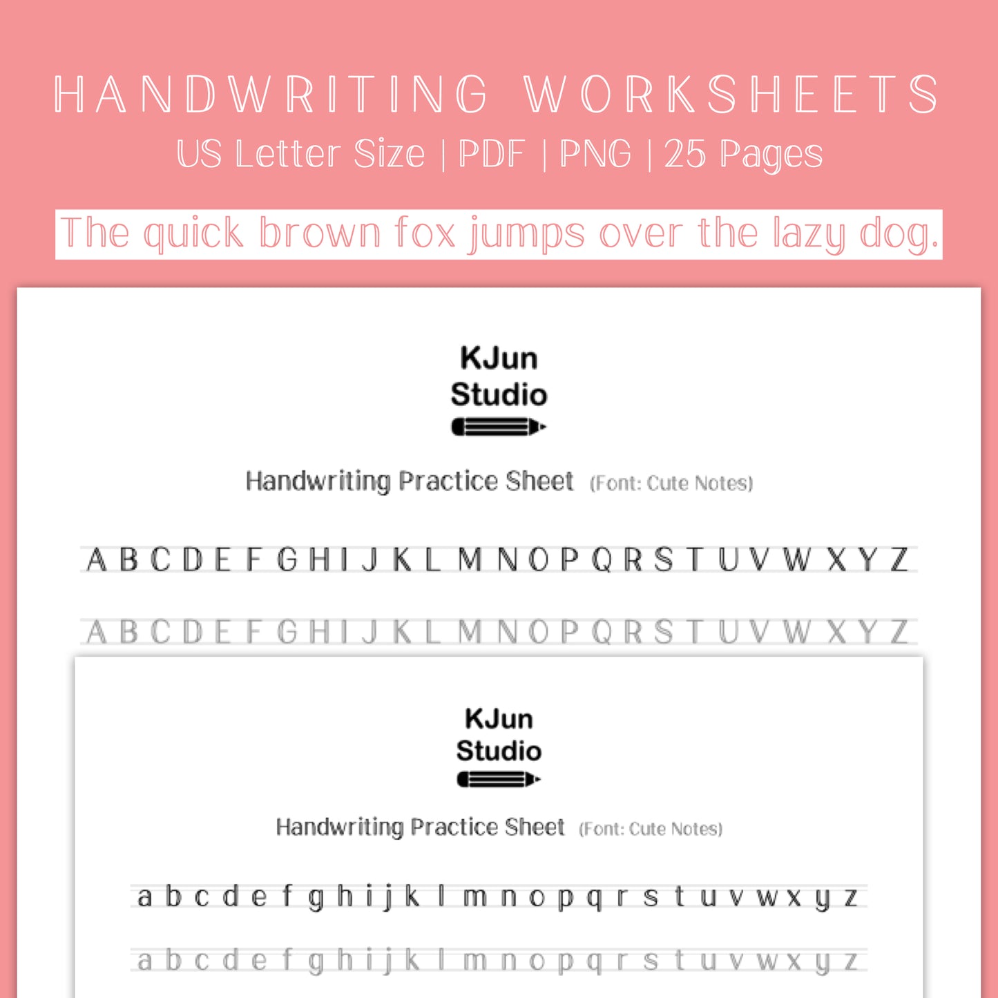 Handwriting Practice Sheets - Cute Notes Font