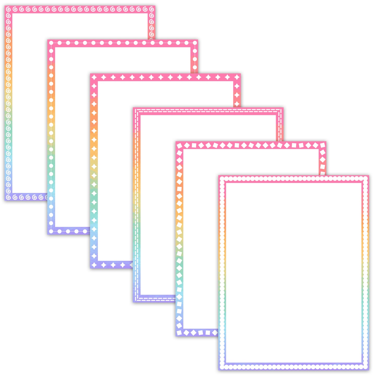 Border Clipart Set 47 - Pastel Rainbow - Page Borders and Frames