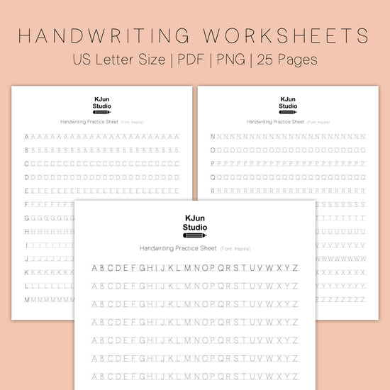 Font Sheets Writing Handwriting Practice Sheets - Inspire Font – kjunstudio