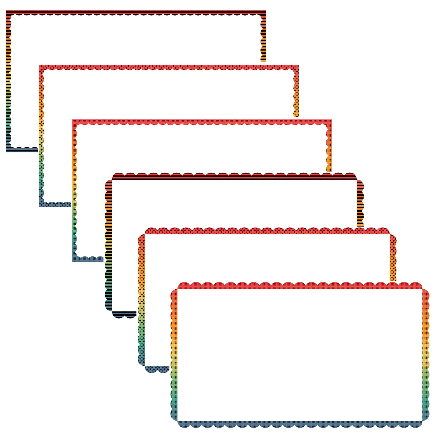 Widescreen Border Clipart Set 56 - Vintage Rainbow Scallop - Google Slides