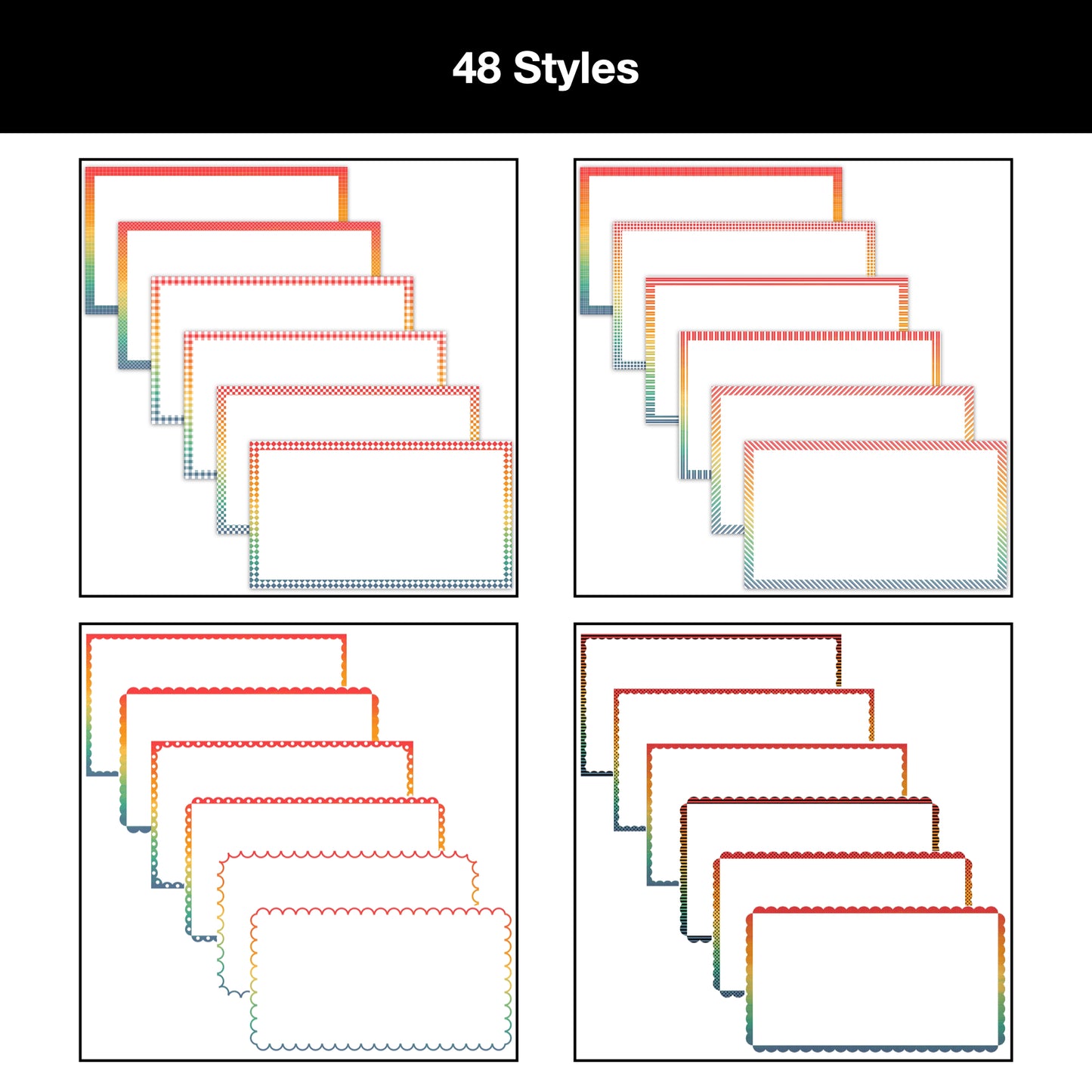 Widescreen Border Clipart Bundle 14 - Vintage Rainbow - Google Slides
