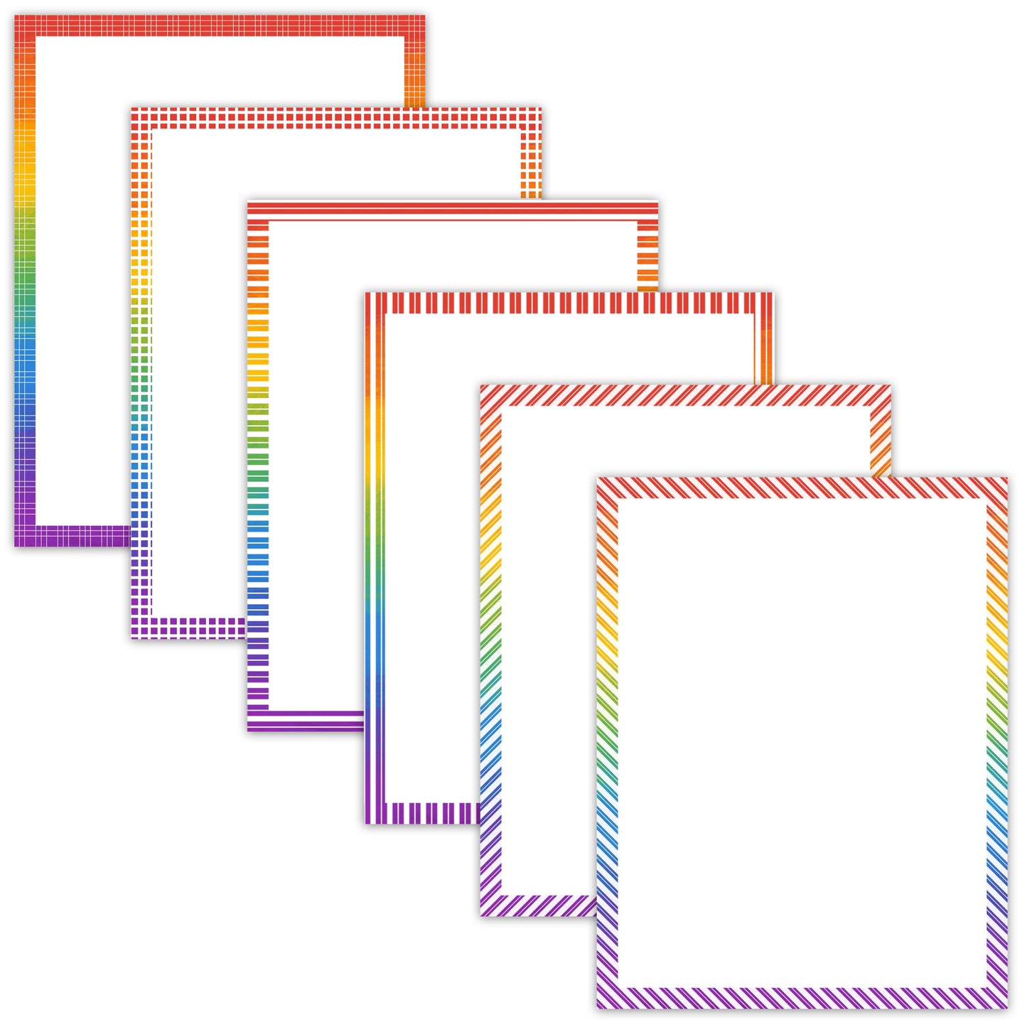 Border Clipart Set 50 - Rainbow - Page Borders and Frames