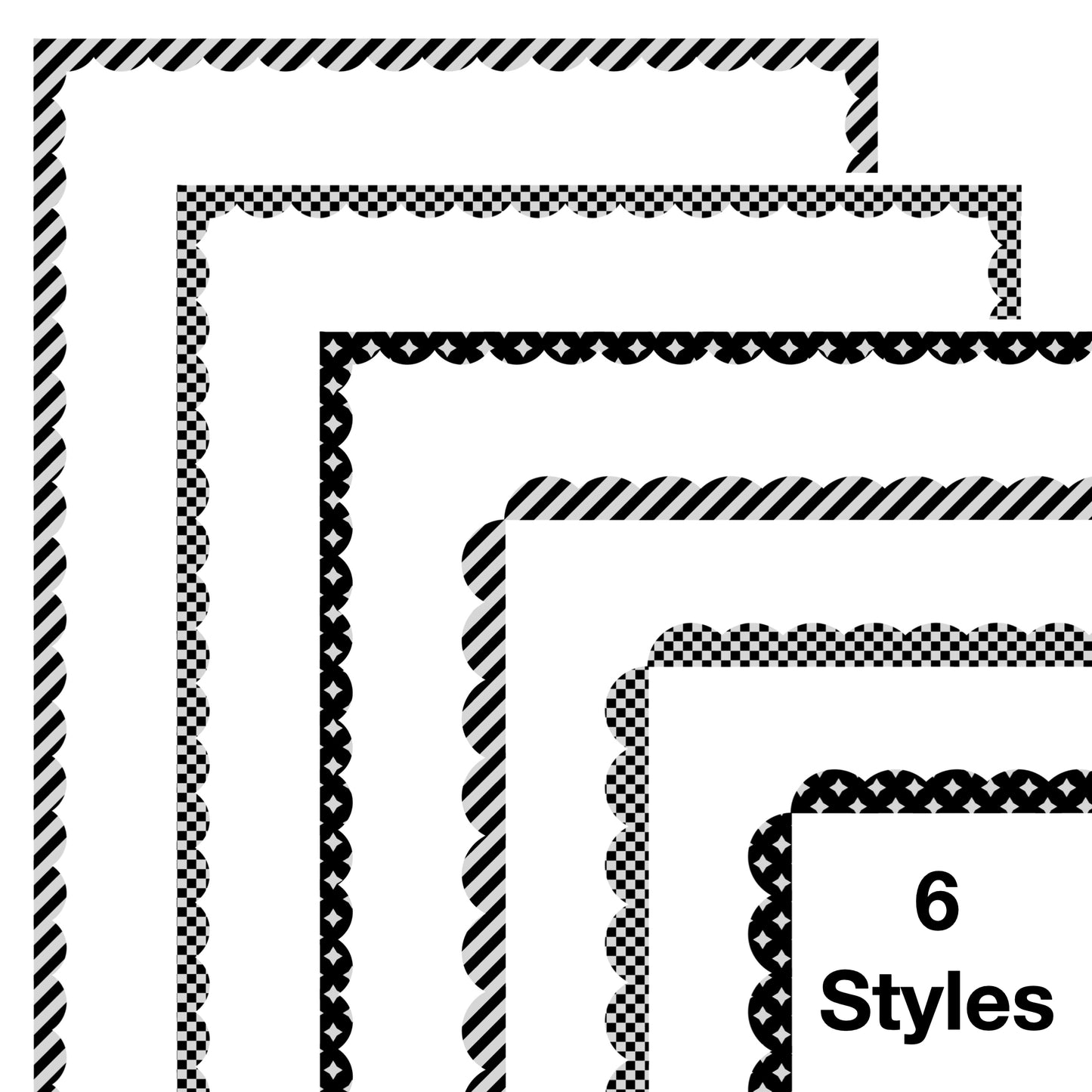 Border Clipart Set 32 - Colorful Scallop - Page Borders and Frames