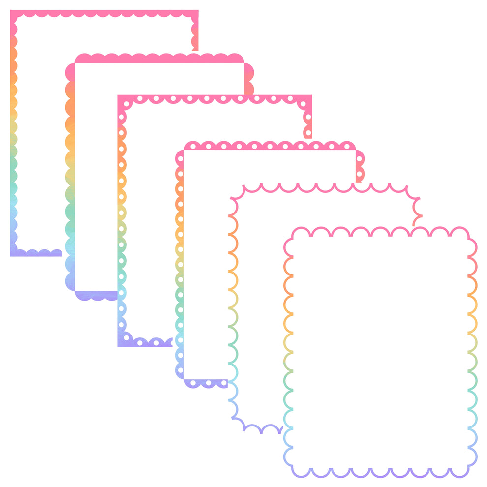 Border Clipart Set 59 - Pastel Rainbow Scallop - Page Borders and Fram ...