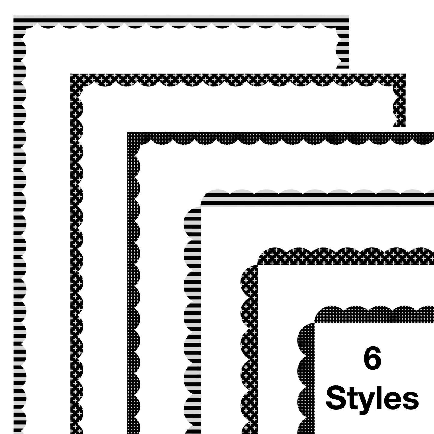 Border Clipart Set 31 - Colorful Scallop - Page Borders and Frames