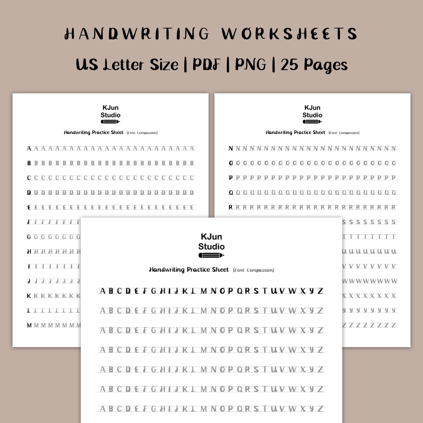 Handwriting Practice Sheets - Compassion Font