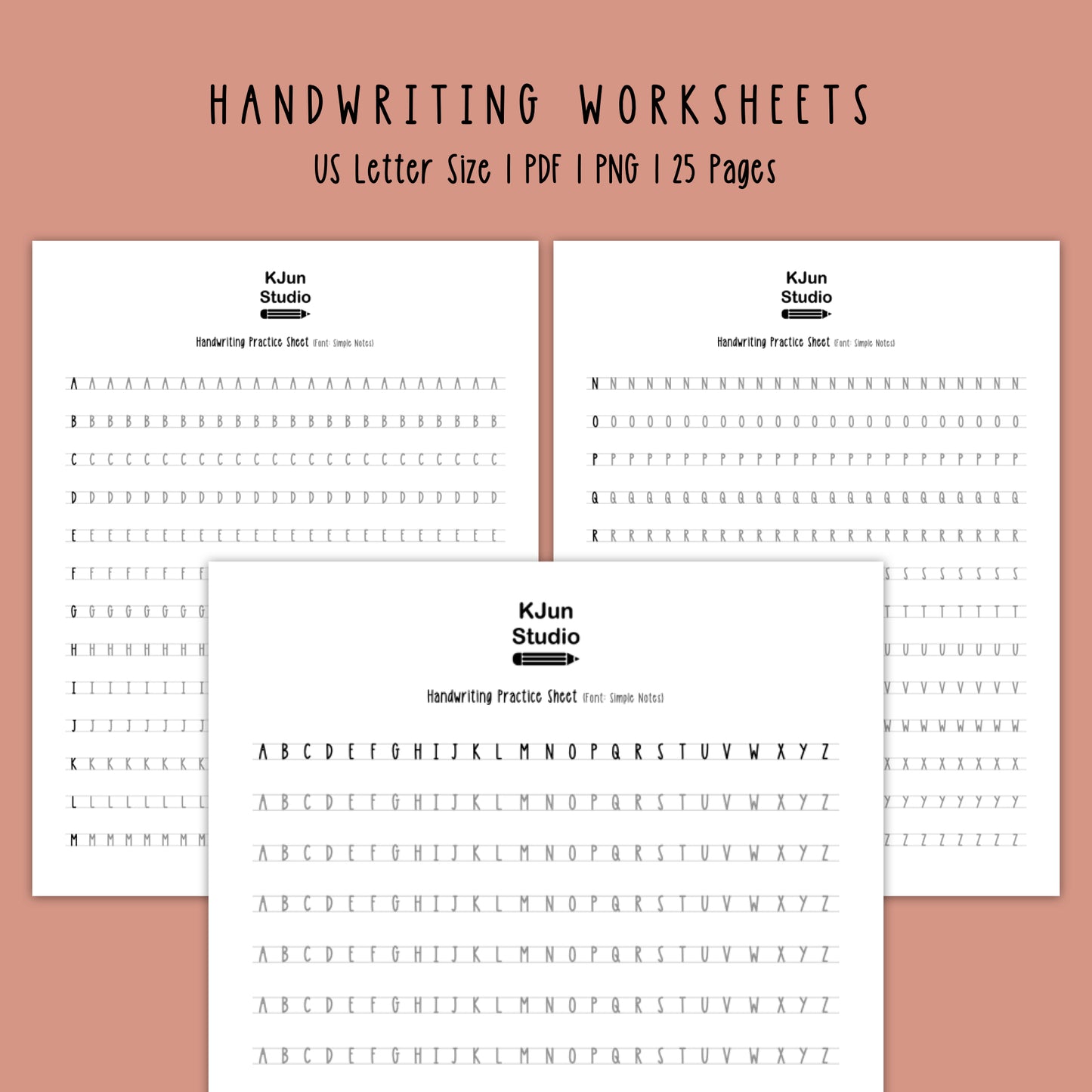 Handwriting Practice Sheets - Simple Notes Font
