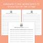 Handwriting Practice Sheets - Green Salad Font