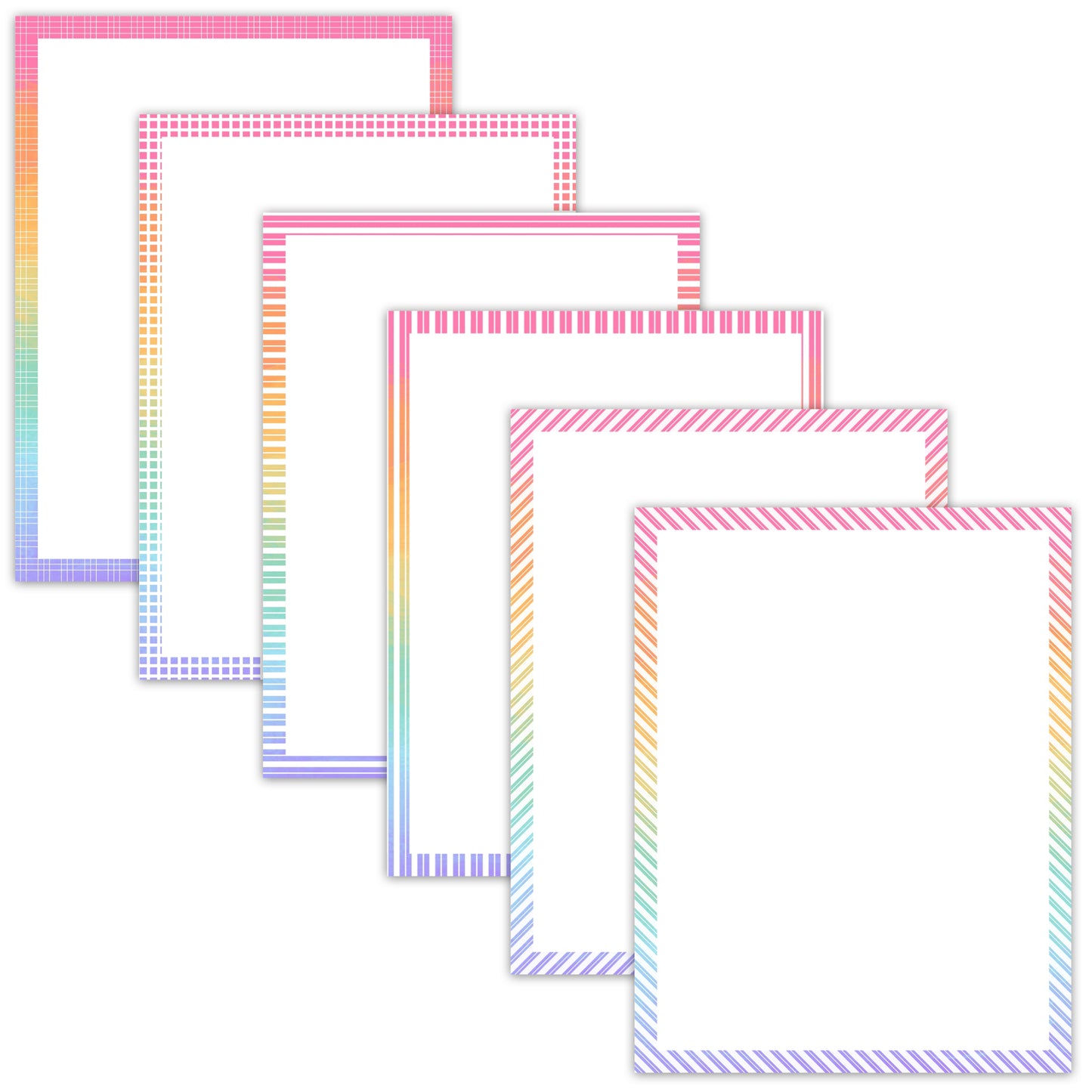 Border Clipart Set 58 - Pastel Rainbow - Page Borders and Frames