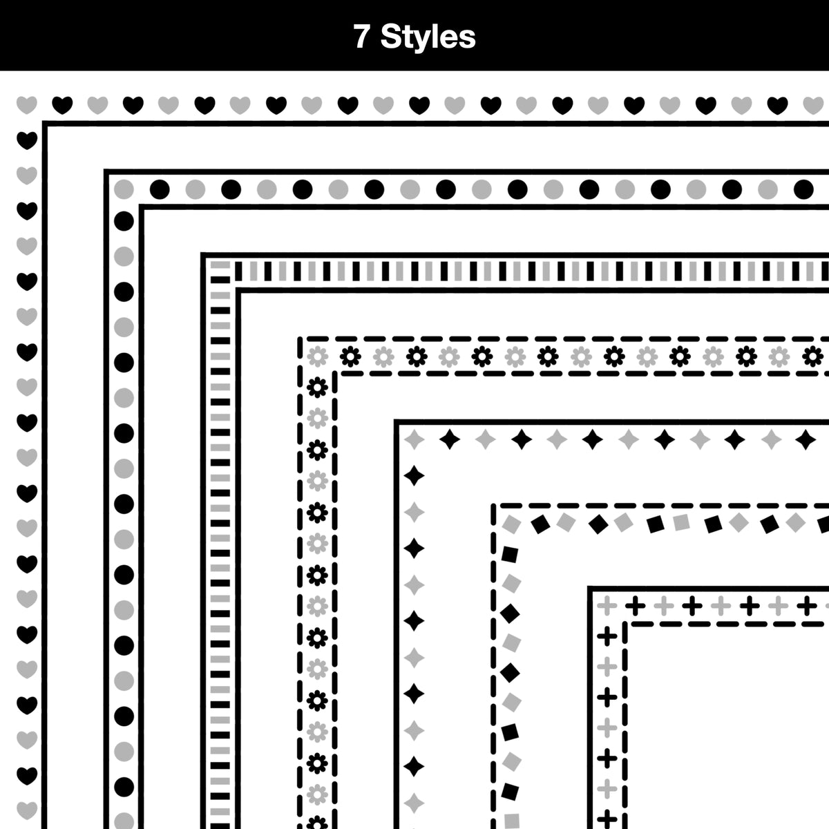 Border Styels Border Clipart Set 66 - Colorful - Page Borders and Frames – kjunstudio