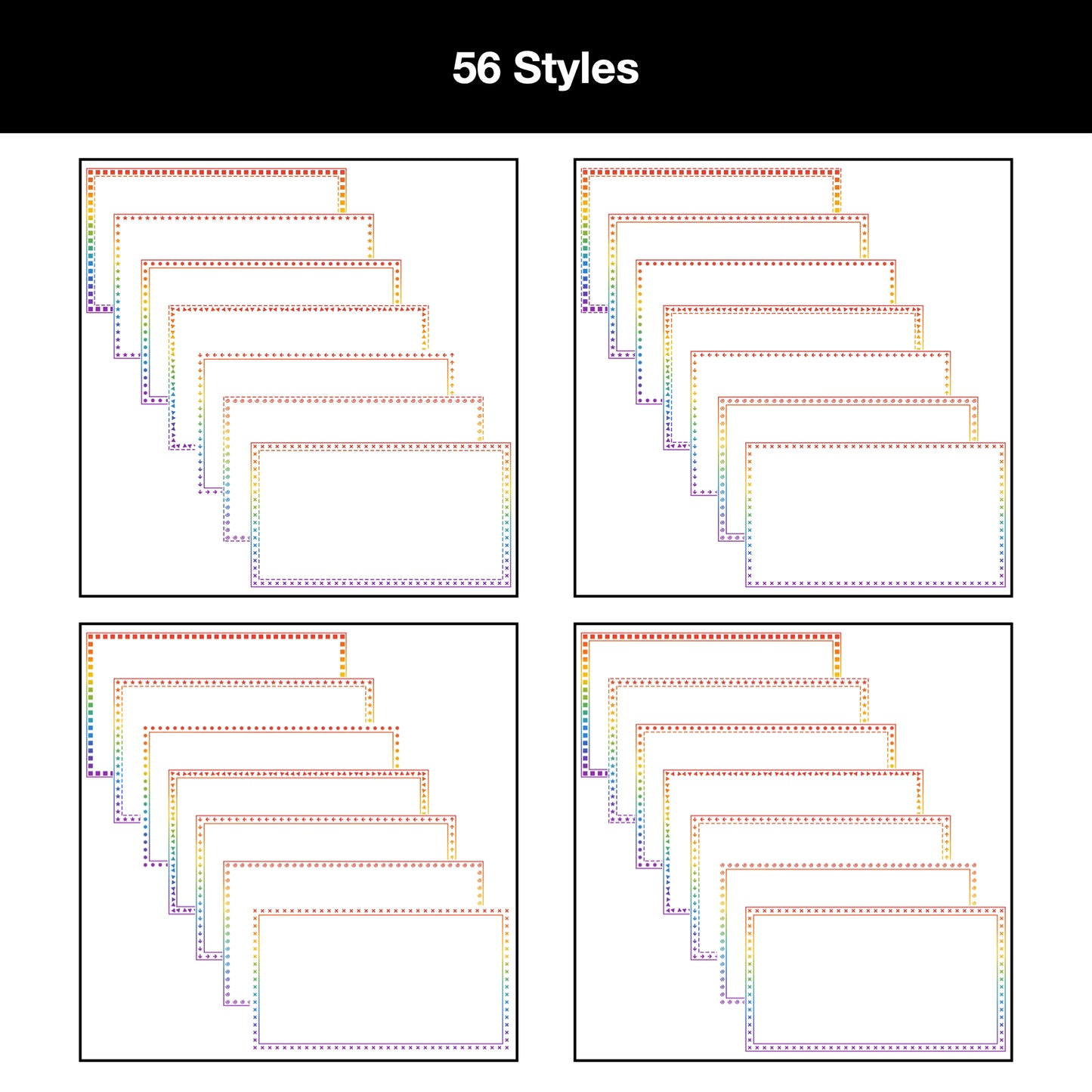 Widescreen Border Clipart Bundle 18 - Rainbow - Google Slides & PowerPoint