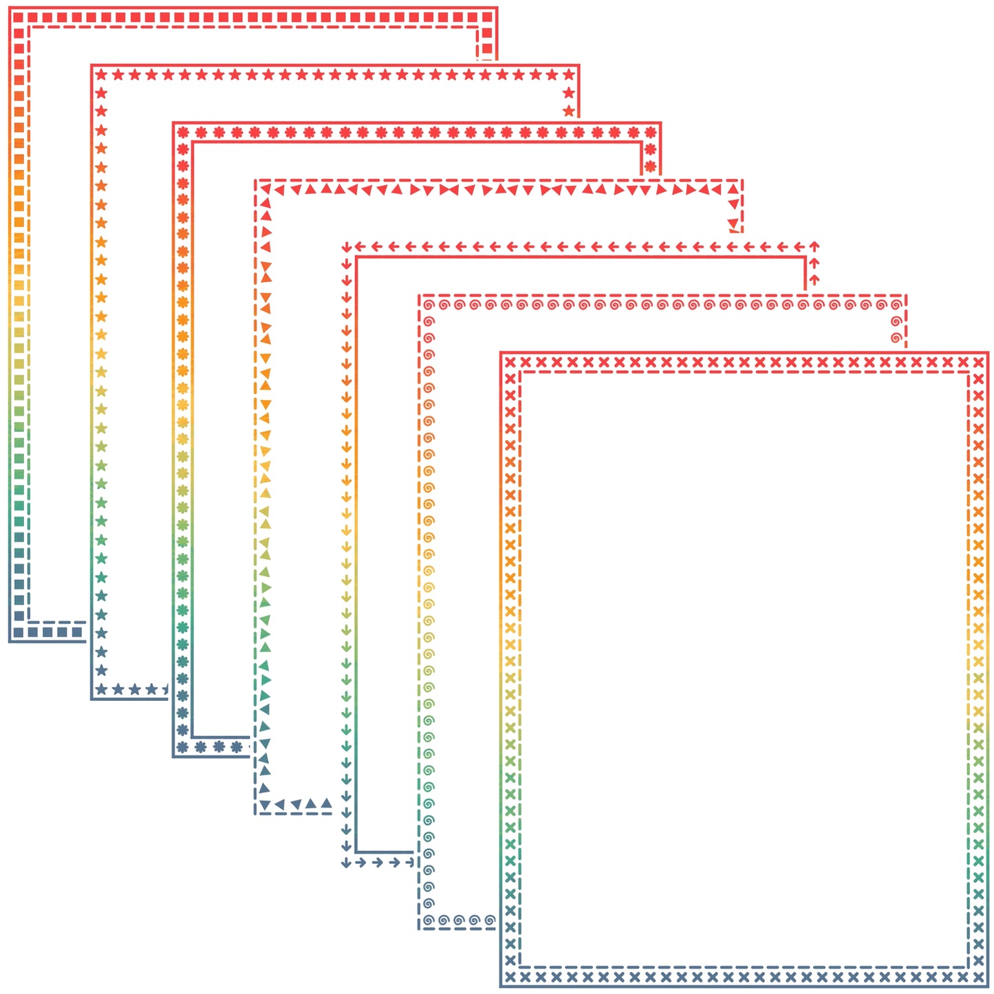 Border Clipart Set 73 - Vintage Rainbow - Page Borders and Frames