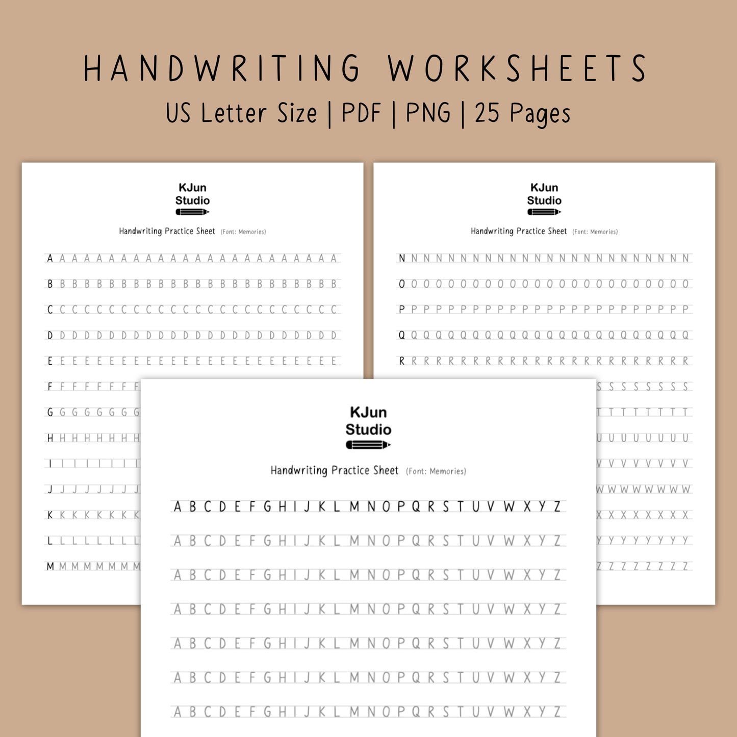 Handwriting Practice Sheets - Memories Font