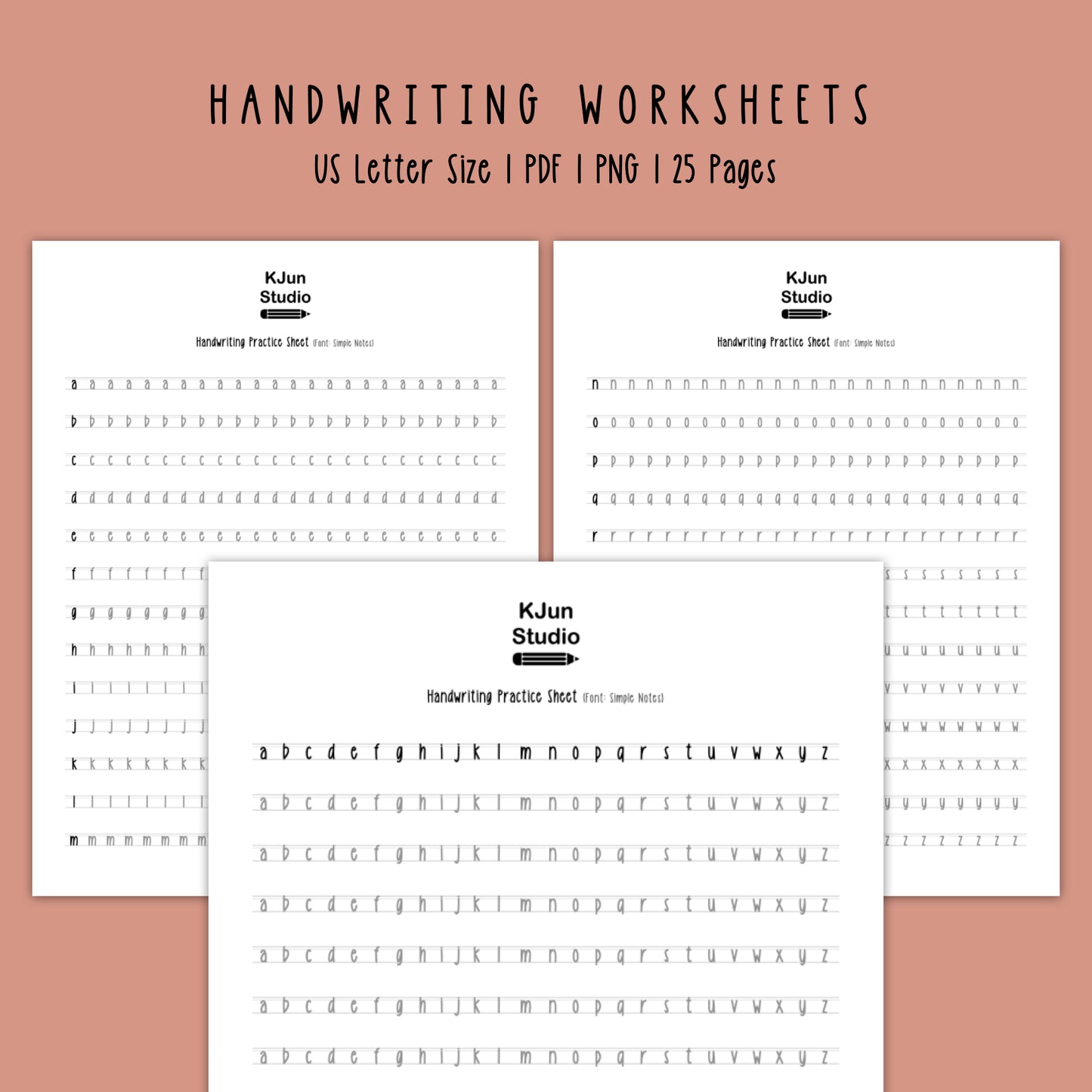 Handwriting Practice Sheets - Simple Notes Font