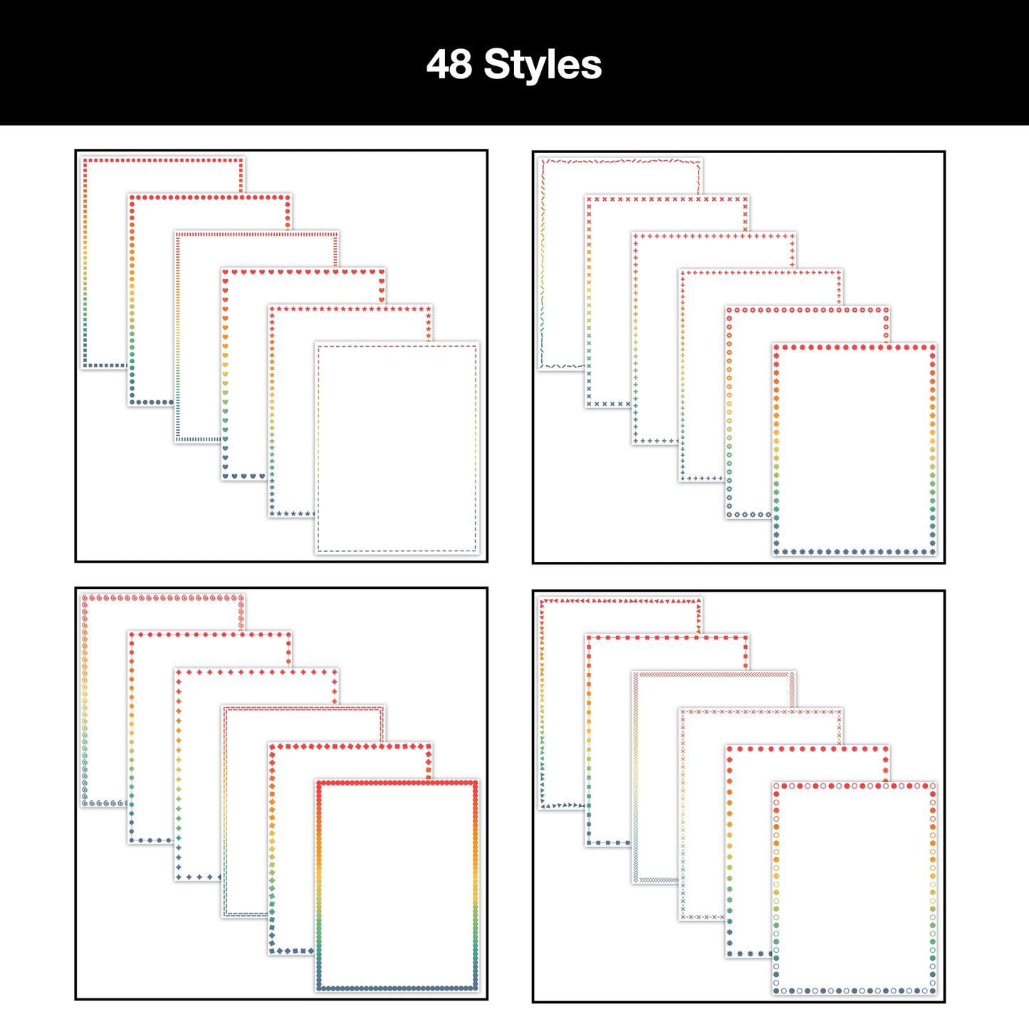 Border Clipart Bundle 11 - Vintage Rainbow - Page Borders and Frames