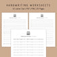 Handwriting Practice Sheets - Memories Font