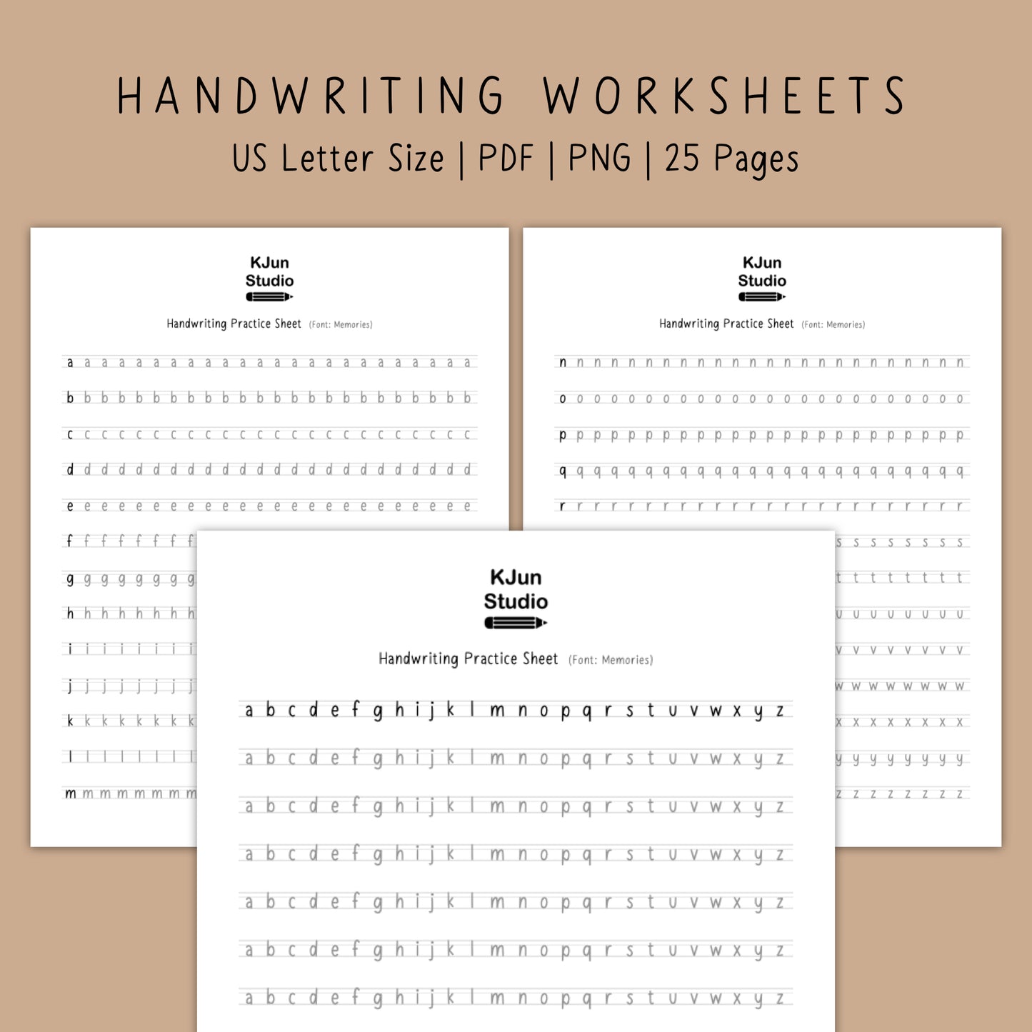 Handwriting Practice Sheets - Memories Font