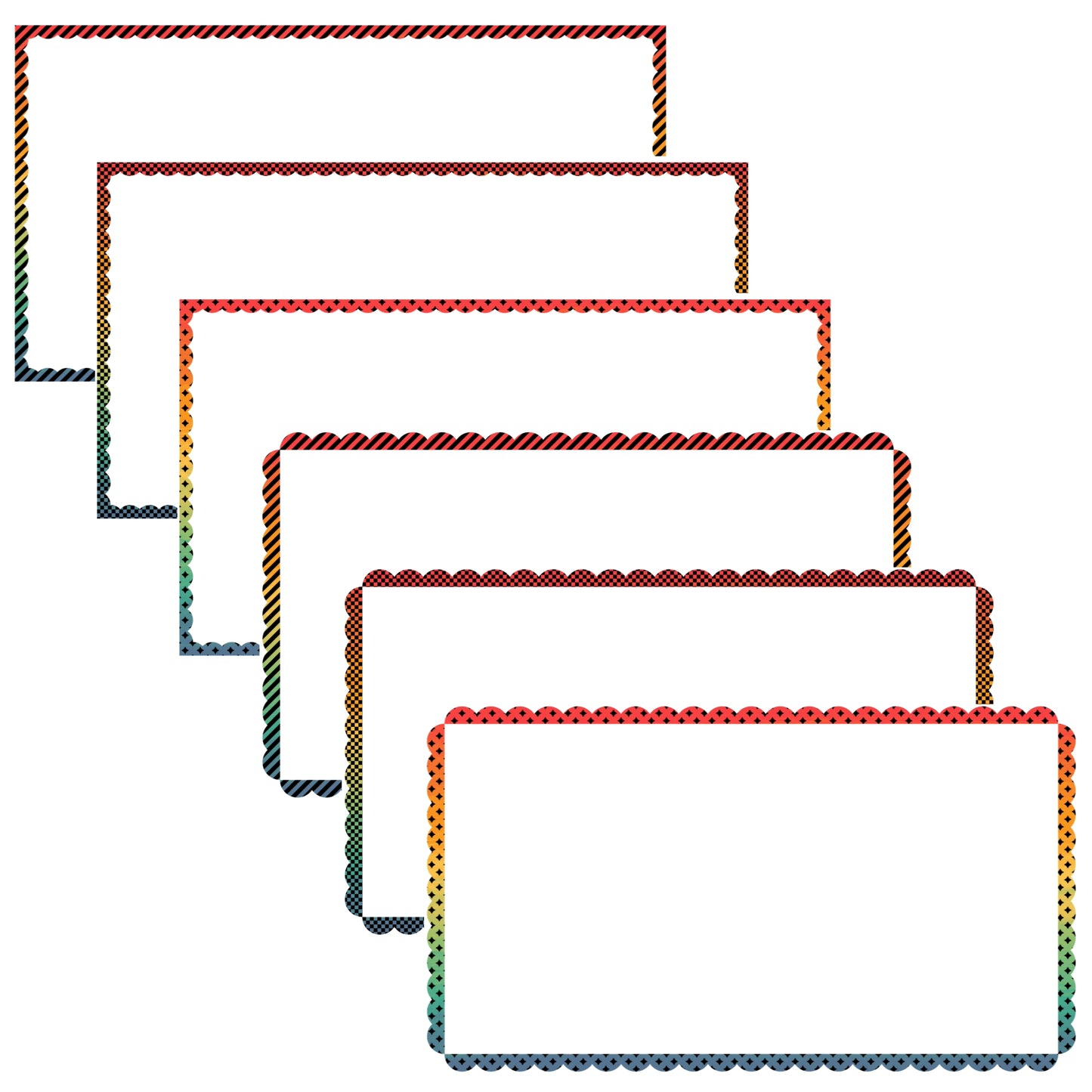 Widescreen Border Clipart Set 56 - Vintage Rainbow Scallop - Google Slides