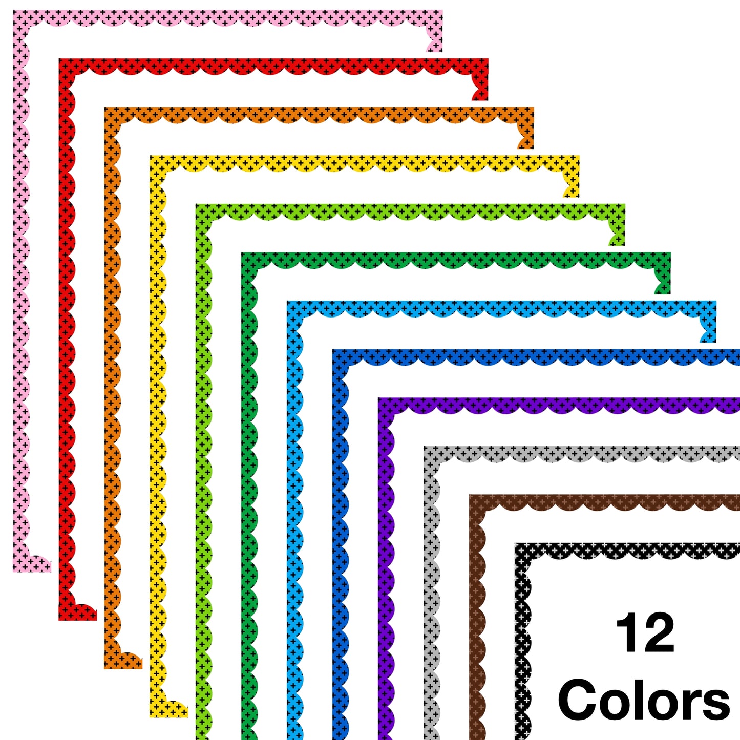 Border Clipart Set 31 - Colorful Scallop - Page Borders and Frames