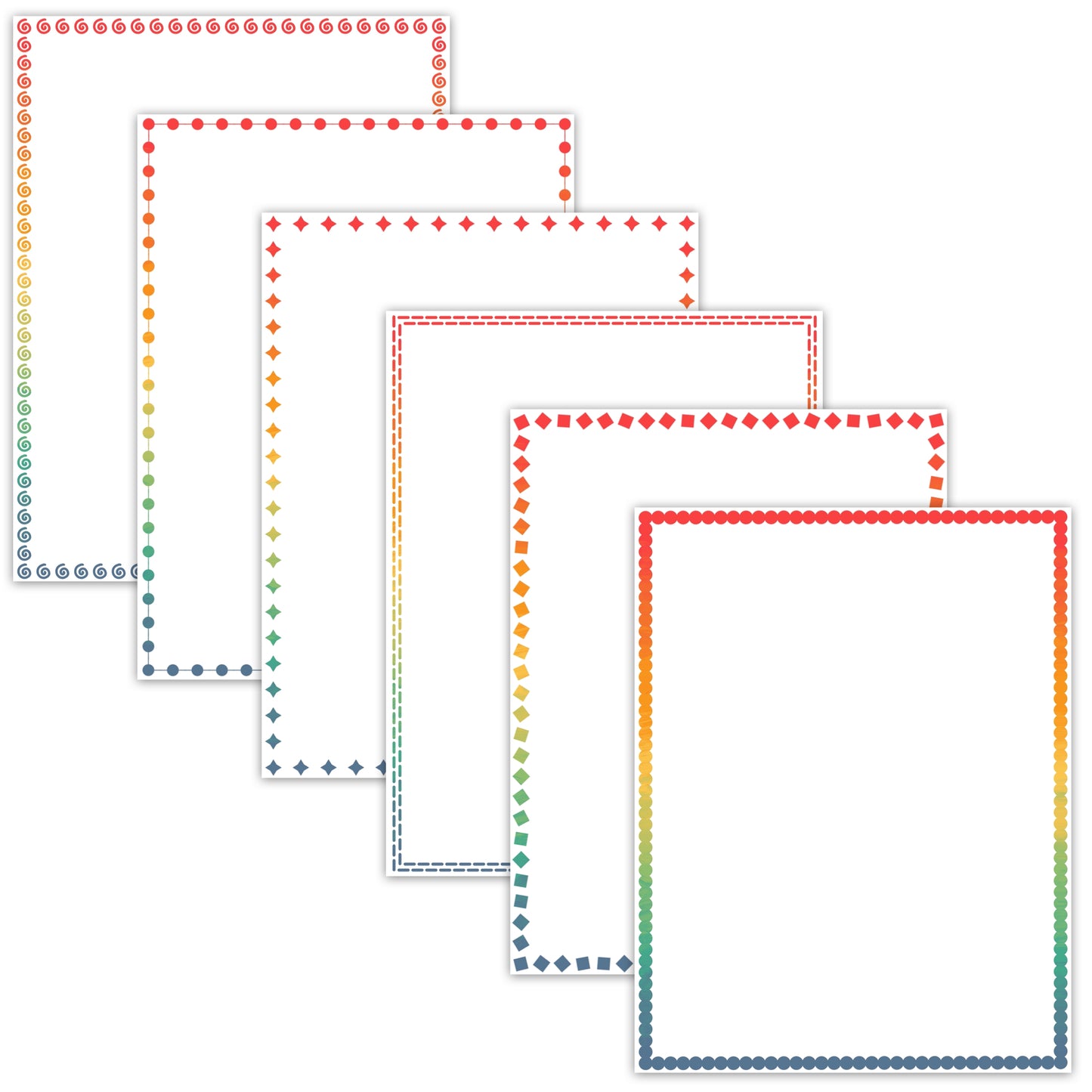 Border Clipart Set 43 - Vintage Rainbow - Page Borders and Frames