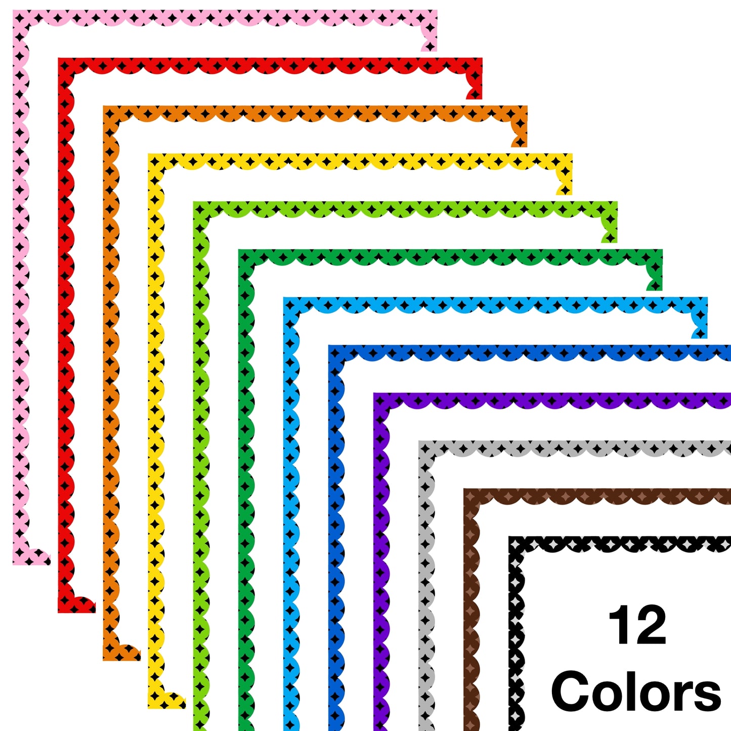 Border Clipart Set 32 - Colorful Scallop - Page Borders and Frames